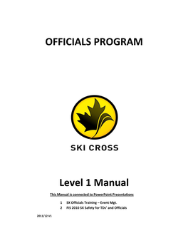 OFFICIALS PROGRAM Level 1 Manual