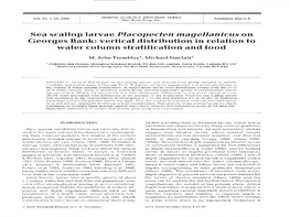 Sea Scallop Larvae Placopecten Magellanicus on Georges Bank: Vertical Distribution in Relation to Water Column Stratification and Food