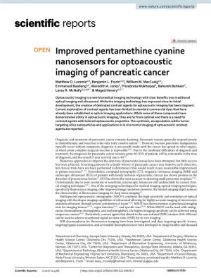 Improved Pentamethine Cyanine Nanosensors for Optoacoustic Imaging of Pancreatic Cancer Matthew D