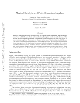 Maximal Subalgebras of Finite-Dimensional Algebras