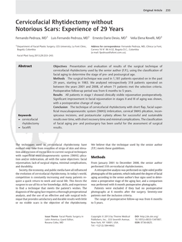 Cervicofacial Rhytidectomy Without Notorious Scars: Experience of 29 Years