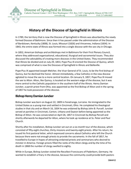History of the Diocese of Springfield in Illinois