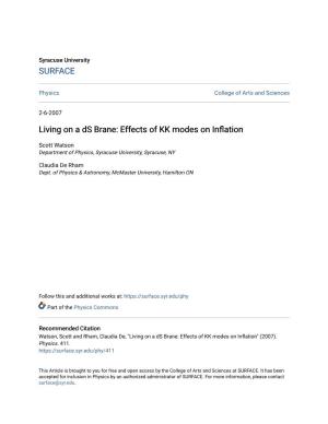 Living on a Ds Brane: Effects of KK Modes on Inflation