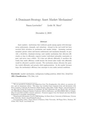 A Dominant-Strategy Asset Market Mechanism∗