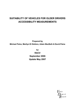 Suitability of Vehicles for Older Drivers Accessibility Measurements