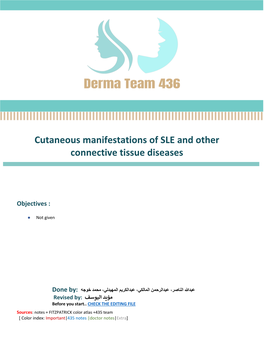 Cutaneous Manifestations of SLE and Other Connective Tissue Diseases