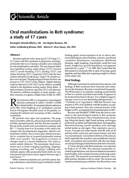 Oral Manifestations in Rett Syndrome: a Study of 17 Cases