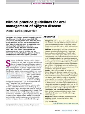 Clinical Practice Guidelines for Oral Management of Sjogren Disease