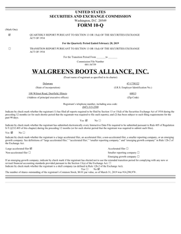 WALGREENS BOOTS ALLIANCE, INC. (Exact Name of Registrant As Specified in Its Charter)