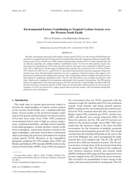 Environmental Factors Contributing to Tropical Cyclone Genesis Over the Western North Paciﬁc
