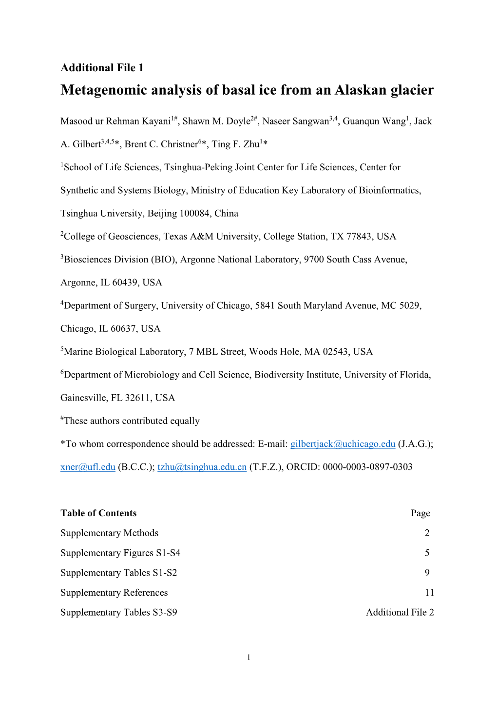 Metagenomic Analysis of Basal Ice from an Alaskan Glacier