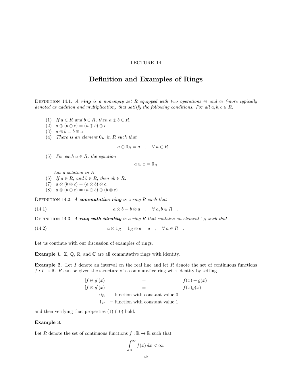 Definition and Examples of Rings 50