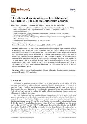The Effects of Calcium Ions on the Flotation of Sillimanite Using Dodecylammonium Chloride