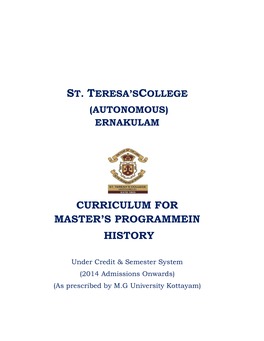 Curriculum for Master's Programmein History