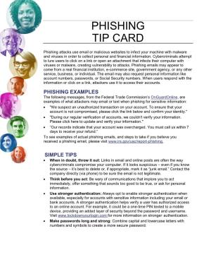 Phishing Tip Card