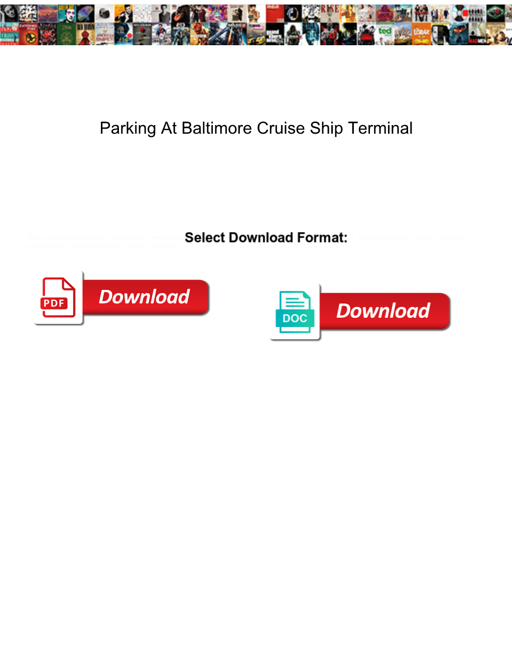 Parking at Baltimore Cruise Ship Terminal