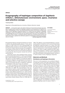 Ecogeography of Haplotype Composition of Sagittaria Trifolia L