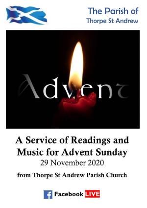 A Service of Readings and Music for Advent Sunday 29 November 2020 from Thorpe St Andrew Parish Church