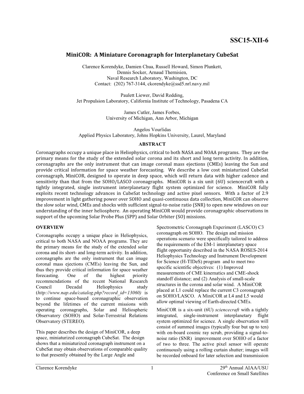 Minicor: a Miniature Coronagraph for Interplanetary Cubesat