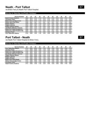 Neath - Port Talbot 0870 Via Briton Ferry & Neath Port Talbot Hospital
