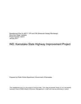 India: Karnataka State Highway Improvement Project
