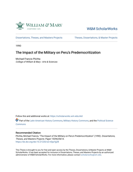 The Impact of the Military on Peru's Predemocritization