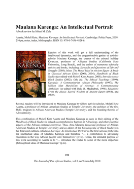 Maulana Karenga: an Intellectual Portrait a Book Review by Itibari M