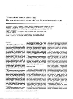 Closure of the Isthmus of Panama: the Near-Shore Marine Record of Costa Rica and Western Panama