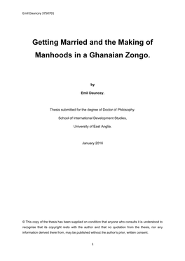 Getting Married and the Making of Manhoods in a Ghanaian Zongo