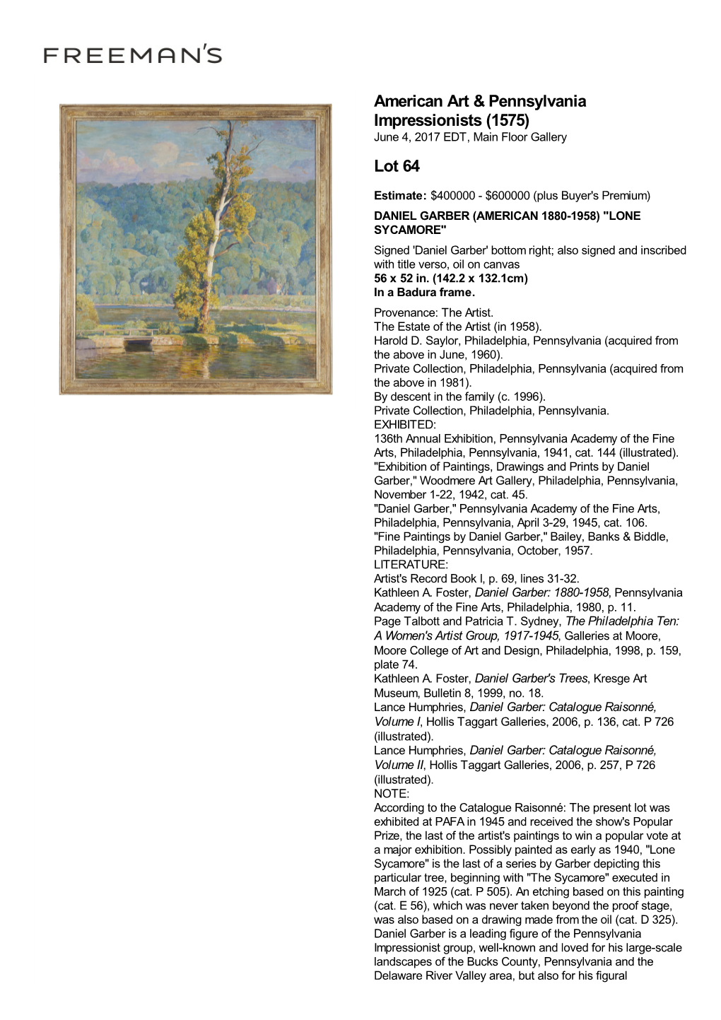 American Art & Pennsylvania Impressionists (1575) Lot 64