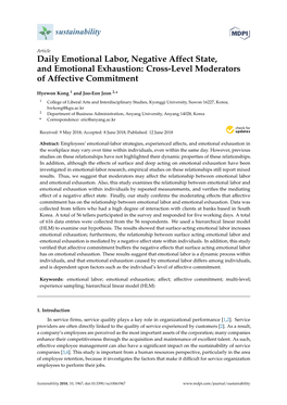 Daily Emotional Labor, Negative Affect State, and Emotional Exhaustion: Cross-Level Moderators of Affective Commitment