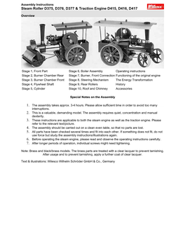 Steam Roller D375, D376, D377 & Traction Engine D415, D416, D417