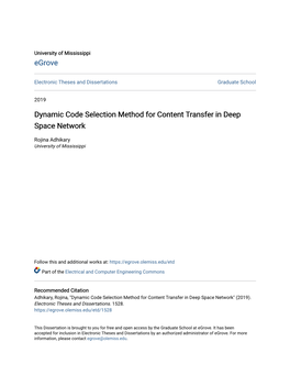 Dynamic Code Selection Method for Content Transfer in Deep Space Network