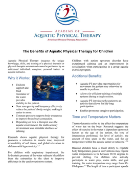 The Benefits of Aquatic Physical Therapy for Children Why It Works