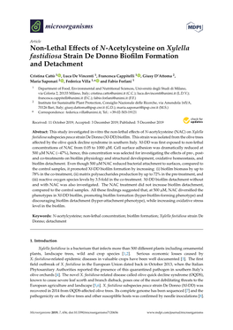 Non-Lethal Effects of N-Acetylcysteine on Xylella