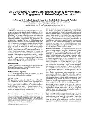 UD Co-Spaces: a Table-Centred Multi-Display Environment for Public Engagement in Urban Design Charrettes