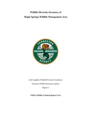 Wildlife Diversity Inventory of Maple Springs Wildlife Management Area