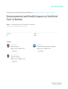 Environmental and Health Impacts of Artificial Turf: a Review