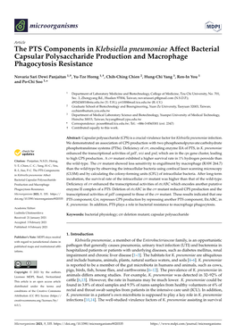 The PTS Components in Klebsiella Pneumoniae Affect Bacterial Capsular Polysaccharide Production and Macrophage Phagocytosis Resistance