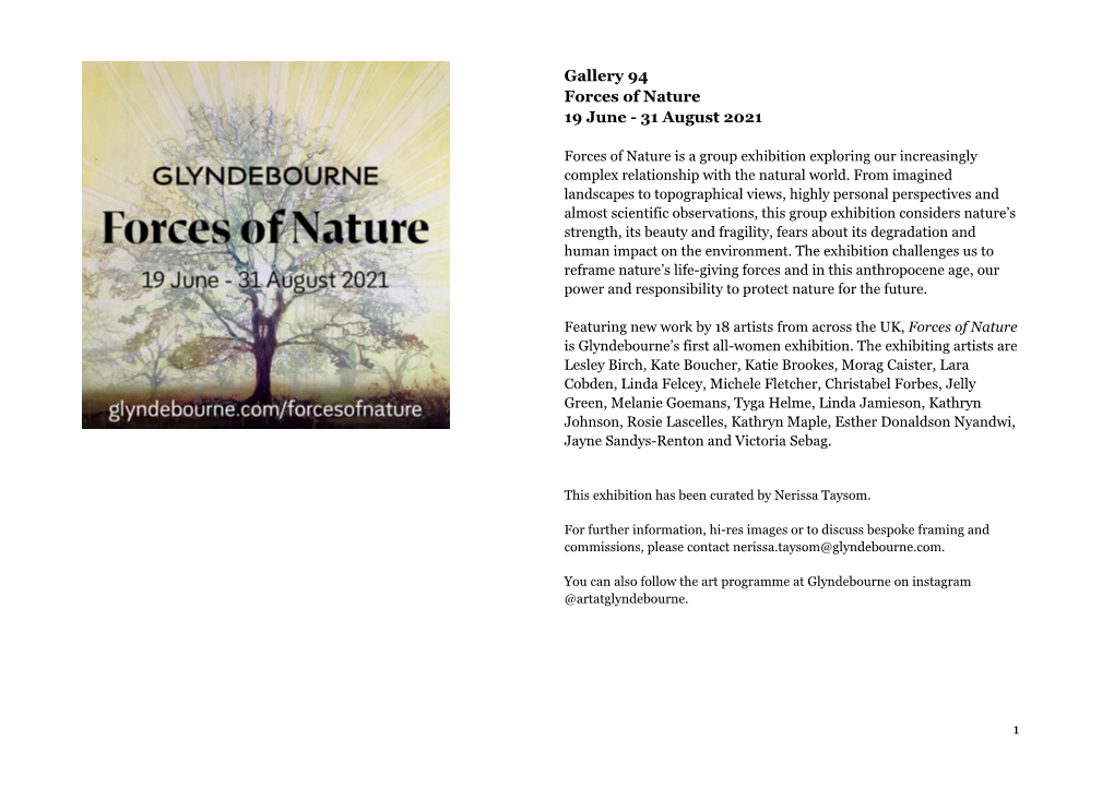 Forces of Nature Exhibition Catalogue