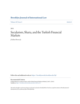 Secularism, Sharia, and the Turkish Financial Markets J