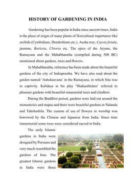 History of Gardening in India