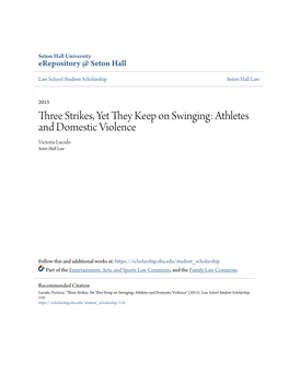 Athletes and Domestic Violence Victoria Lucido Seton Hall Law