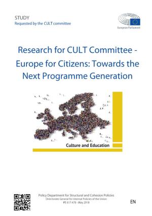 Research for CULT Committee – Europe for Citizens: New Programme Implementation – First Experiences
