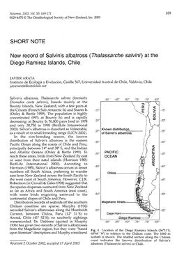 New Record of Salvin's Albatross (Thalassarche Salvini) at the Diego Ramirez Islands, Chile