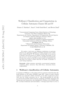 Wolfram's Classification and Computation in Cellular Automata