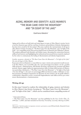 Aging, Memory and Identity: Alice Munro's “The Bear
