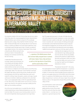 New Studies Reveal the Diversity of the Maritime-Influenced Livermore Valley by Jim Gordon