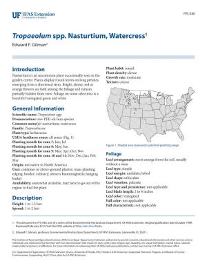 Tropaeolum Spp. Nasturtium, Watercress1 Edward F