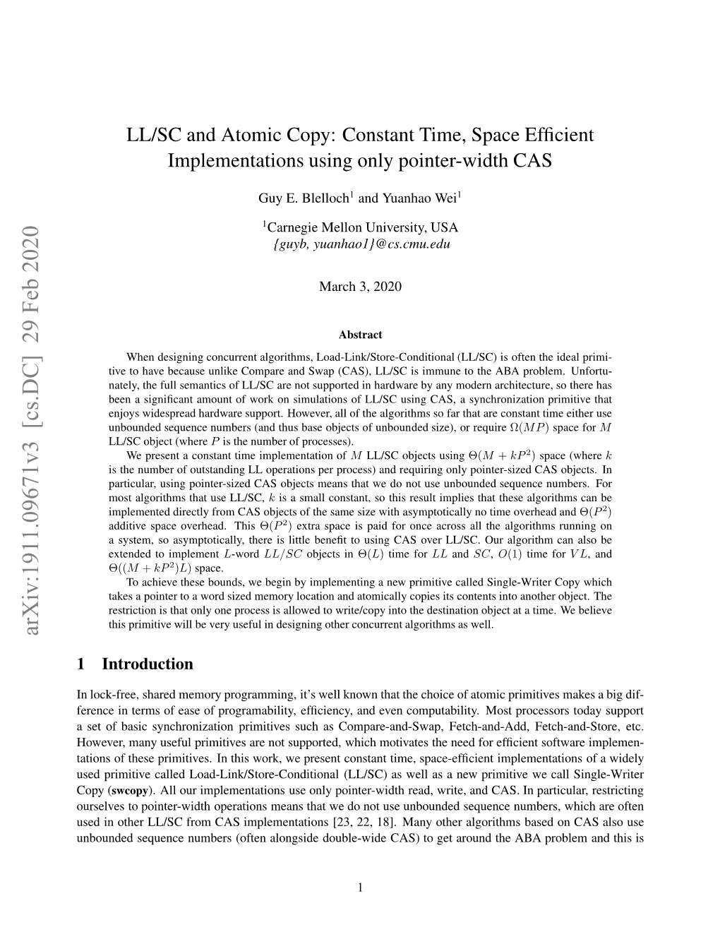 LL/SC and Atomic Copy: Constant Time, Space Efficient